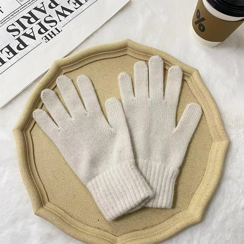 Guanti in maglia di poliestere di lana calda tinta unita