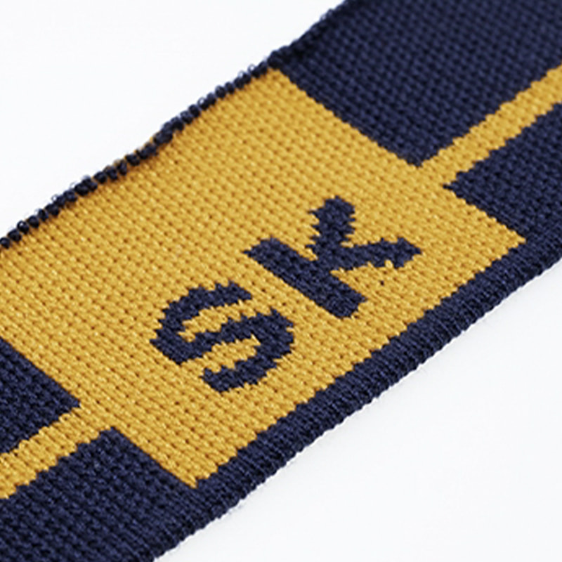 Tessuto manica polo a coste jacquard con lettera in poliestere