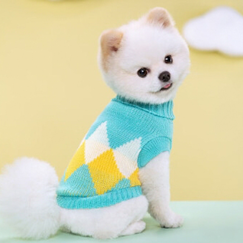 Maglione lavorato a maglia per animali domestici caldo scozzese blu