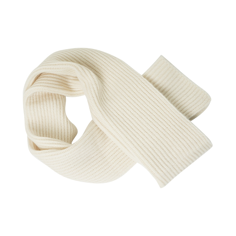 Sciarpa invernale bianca in morbida maglia a coste